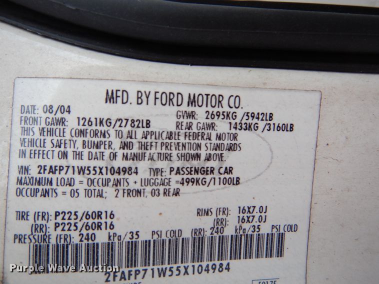 image for item DH5059 2005 Ford Crown Victoria Police Interceptor