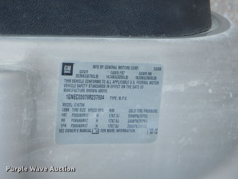 image for item GB9561 2008 Chevrolet Tahoe Police SUV