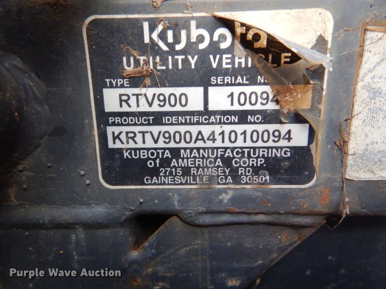 image for item GC9458 Kubota RTV900 utility vehicle