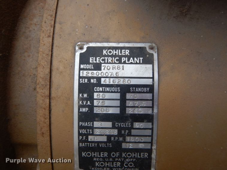 image for item GC9466 Kohler 70R81 generator