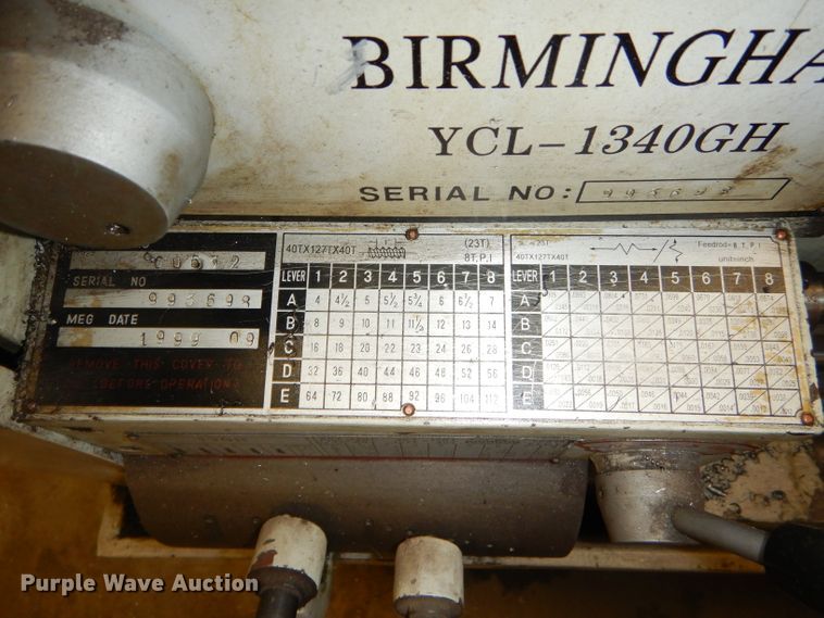 image for item GE9603 Birmingham YCL-1340GH metal lathe