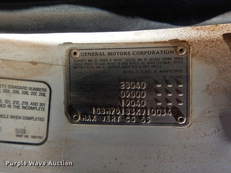 image for item GF9889 1989 Chevrolet C70 dump truck