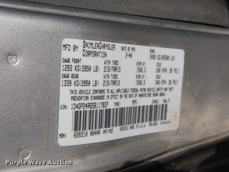 image for item GF9977 2005 Dodge Grand Caravan van