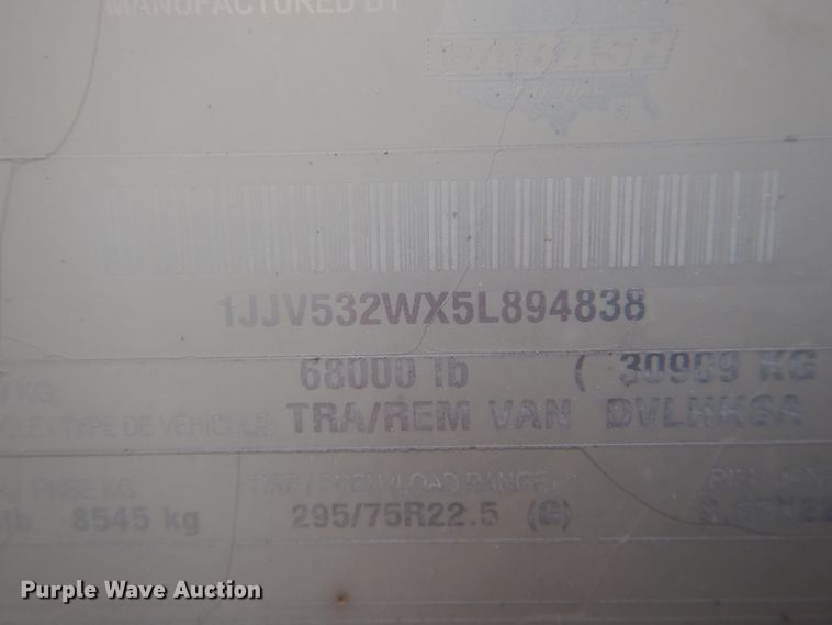 image for item DH6880 2005 Wabash dry van trailer