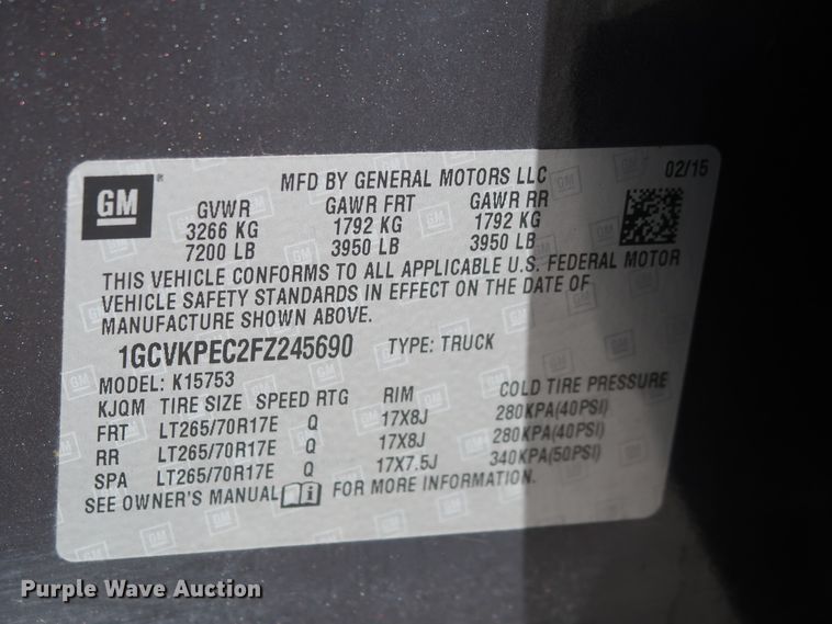 image for item DH3647 2015 Chevrolet Silverado 1500 Double Cab pickup truck