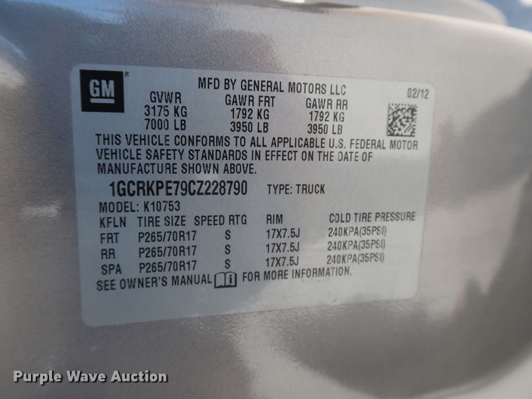 image for item DH3649 2012 Chevrolet Silverado 1500 Ext. Cab pickup truck