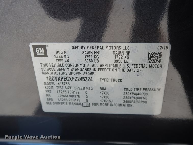 image for item DH3650 2015 Chevrolet Silverado 1500 Double Cab pickup truck