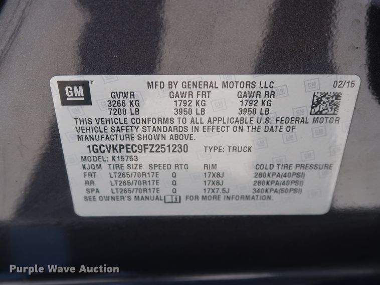 image for item DH3652 2015 Chevrolet Silverado 1500 Double Cab pickup truck