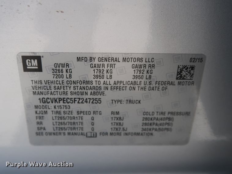 image for item DH3653 2015 Chevrolet Silverado 1500 Double Cab pickup truck