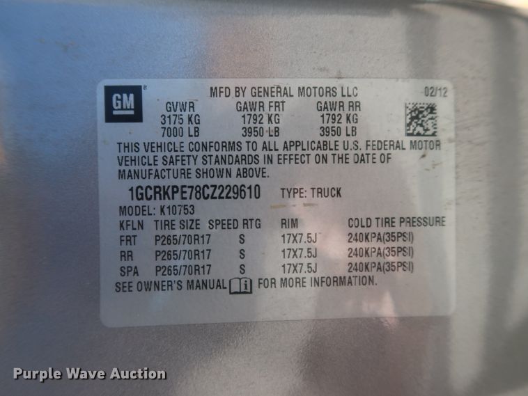 image for item DH3655 2012 Chevrolet Silverado 1500 Ext. Cab pickup truck