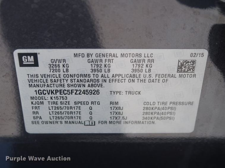 image for item DH3658 2015 Chevrolet Silverado 1500 Double Cab pickup truck