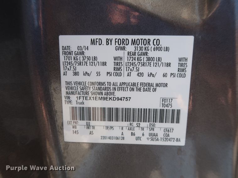 image for item DH3667 2014 Ford F150 SuperCab pickup truck