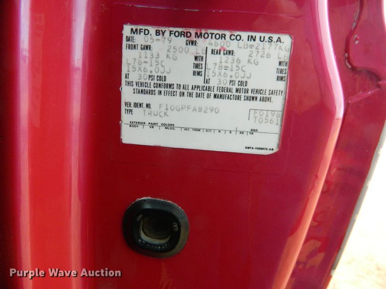 image for item DE4385 1979 Ford F100 pickup truck