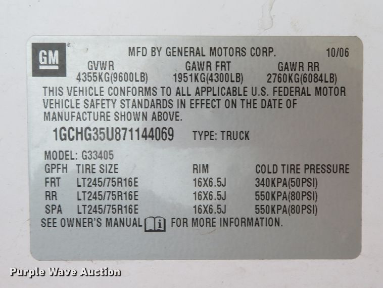 image for item DH1716 2007 Chevrolet Express 3500 van