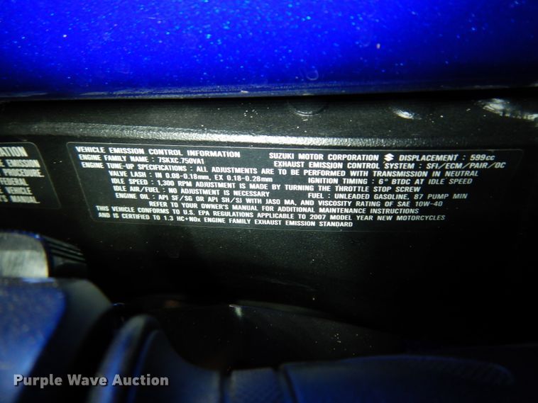 image for item FD9550 2007 Suzuki FX-R600K7 motorcycle