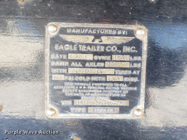 image for item GA9354 2014 Eagle 8X23FTA80-16000 equipment trailer