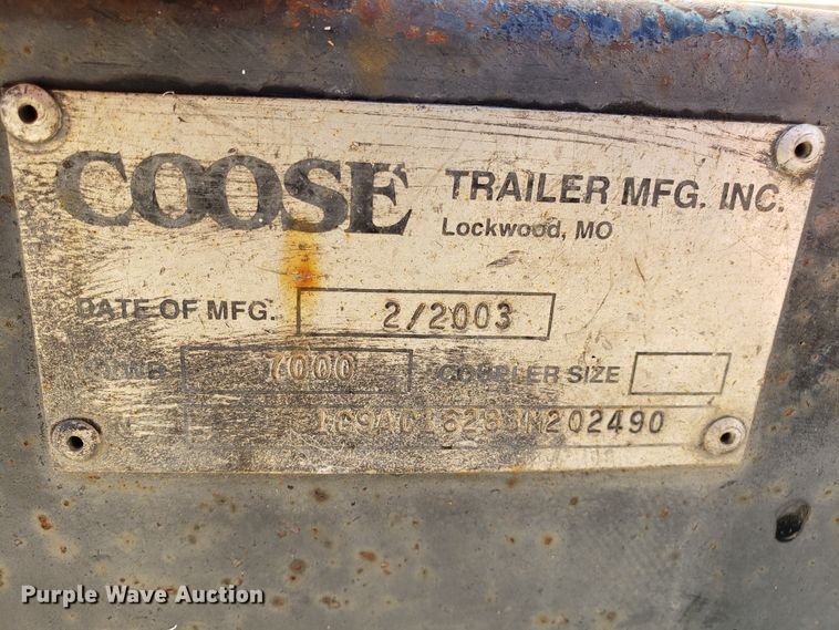 image for item GA9356 2003 Coose enclosed cargo trailer