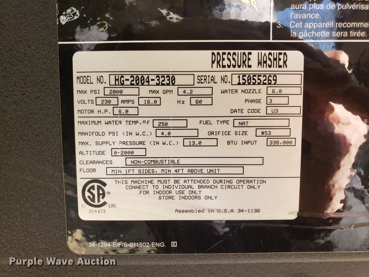 image for item GA9382 Mi-T-M HG-2004-2330 steam cleaner