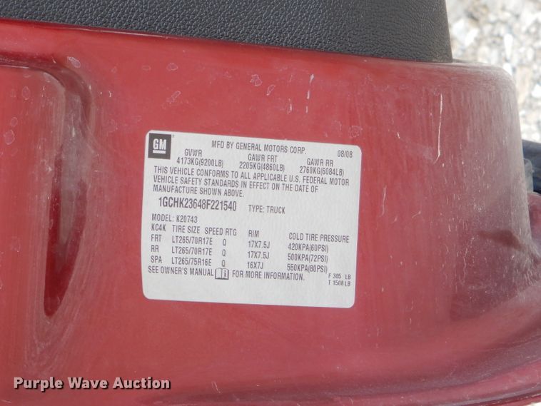 image for item GB9592 2008 Chevrolet Silverado 2500HD Crew Cab pickup truck