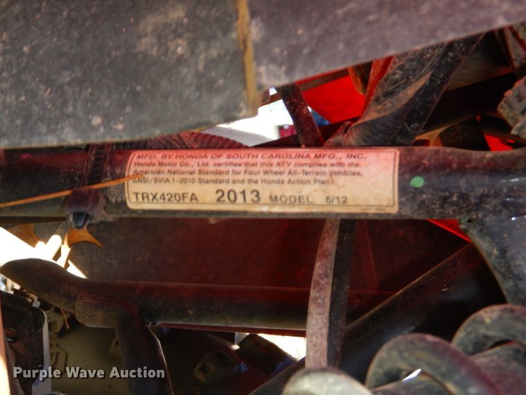 image for item GB9599 2013 Honda Rancher AT TRX420 ATV