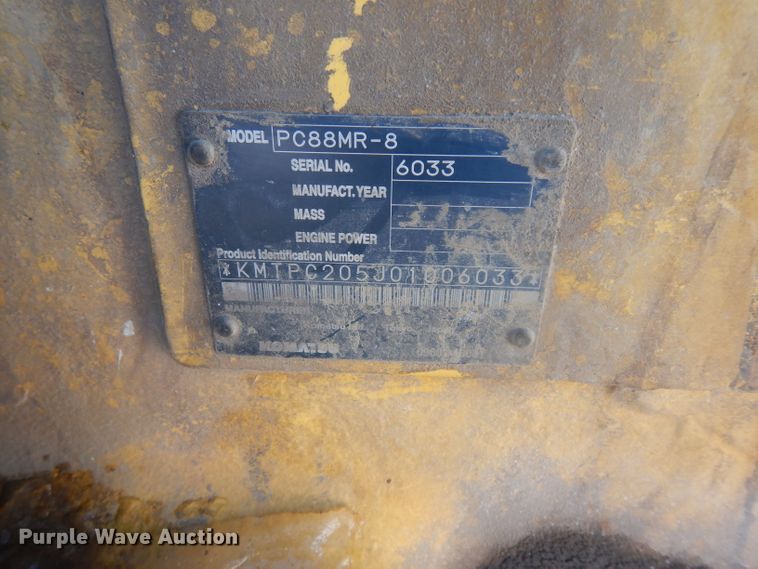 image for item DE4212 2012 Komatsu PC88MR-8 mini excavator