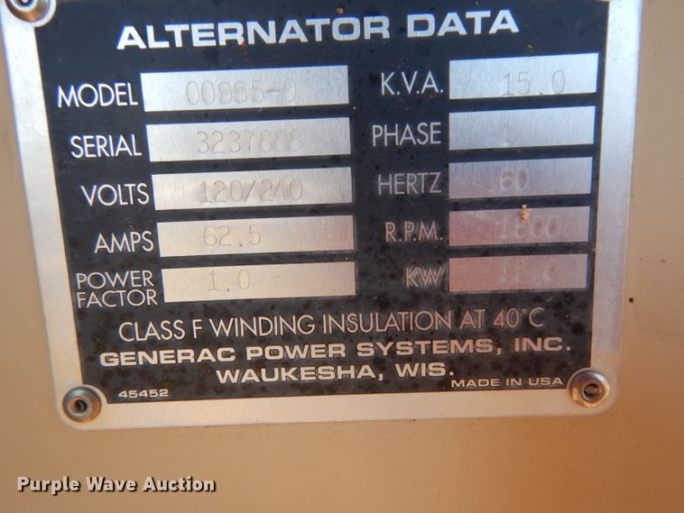 image for item DF2602 Generac 00995-0 generator