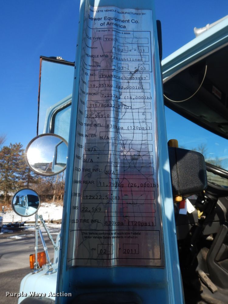 image for item DH4307 2003 Freightliner FL80 sewer jetter truck