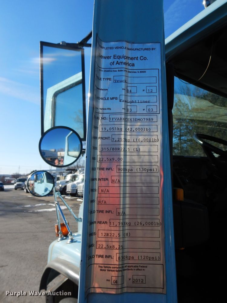 image for item DH4308 2003 Freightliner FL80 sewer jetter truck