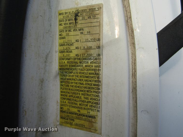 image for item DH8325 1999 Chevrolet C6500 lube service truck