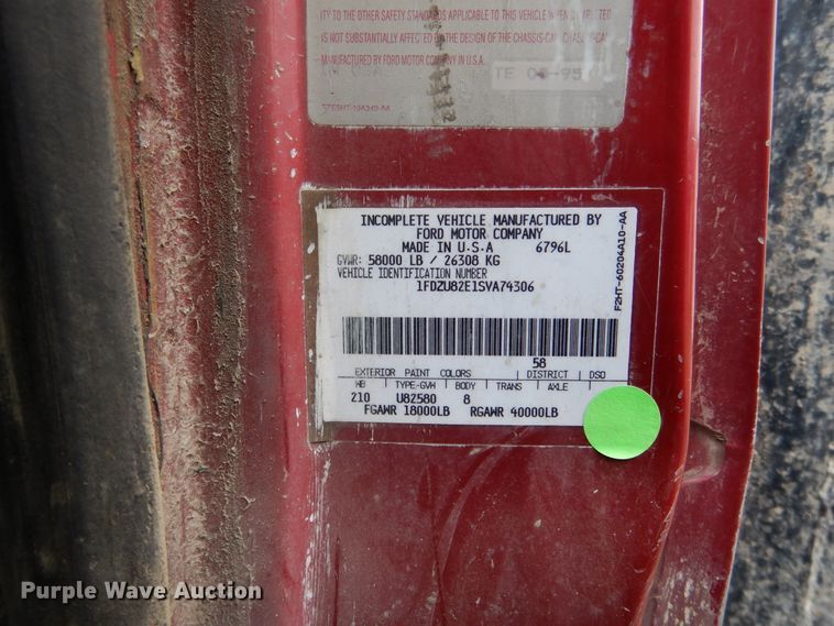 image for item EK9135 1995 Ford L8000 dump truck