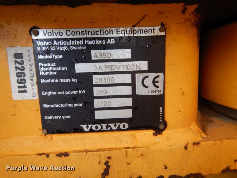 image for item FU9070 2000 Volvo A35D articulated haul truck