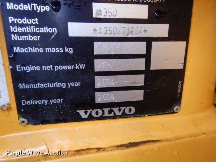 image for item FU9075 2005 Volvo A35D articulated haul truck