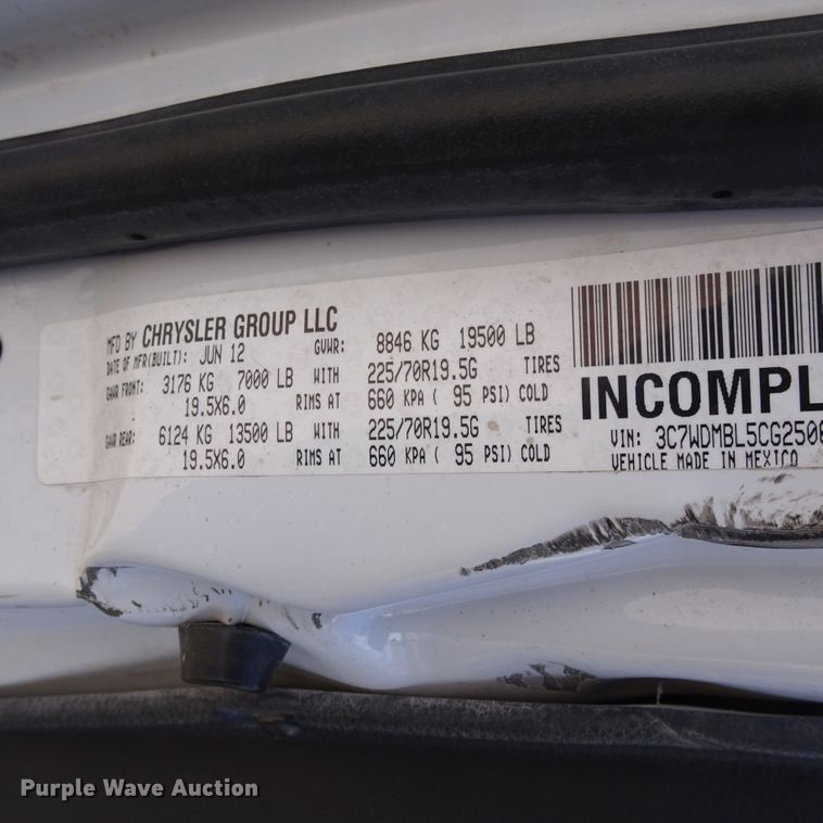 image for item GC9146 2012 Dodge Ram 5500 truck cab and chassis