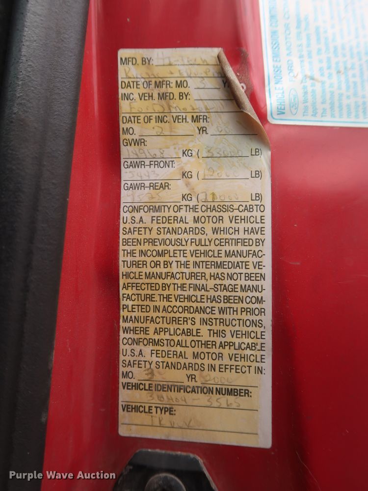 image for item GD9956 2000 Ford F750 Super Duty XL flatbed truck