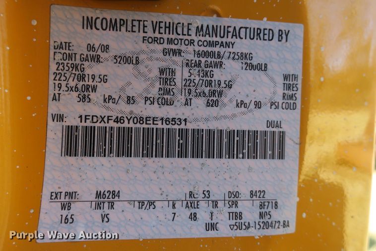 image for item DB10078 2008 Ford F450 Super Duty truck cab and chassis