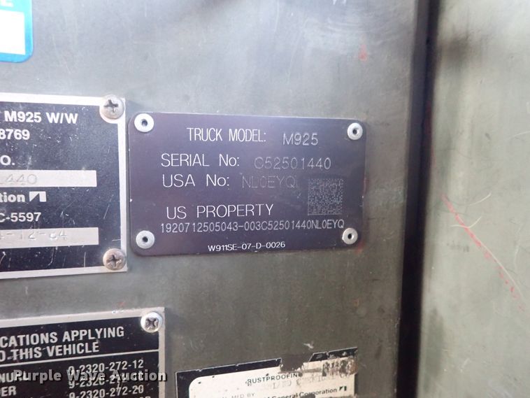 image for item DC3388 1984 American General M925 brush fire truck