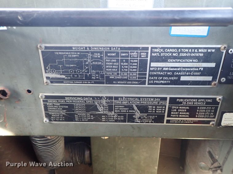 image for item DC3388 1984 American General M925 brush fire truck