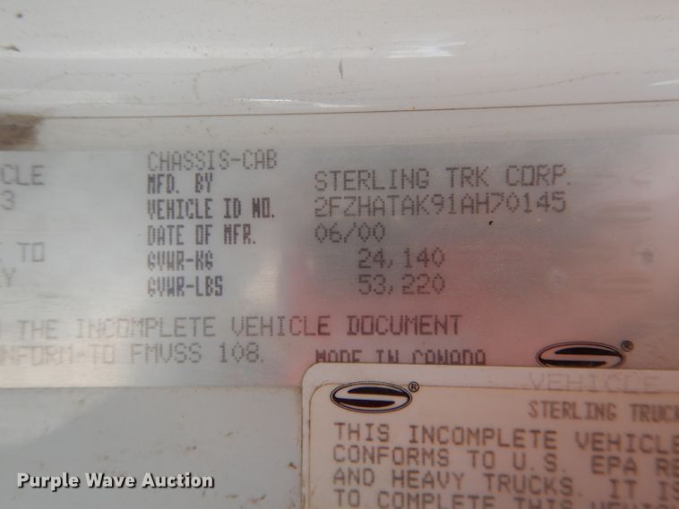 image for item DH6978 2001 Sterling L-Line dump truck