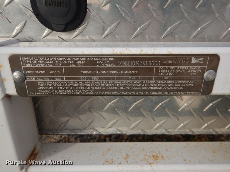 image for item DI9168 2003 Kustom Signals radar trailer