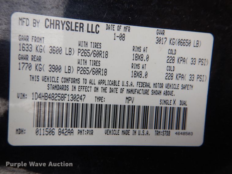 image for item FF9115 2008 Dodge Durango SUV