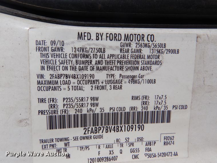 image for item FF9156 2011 Ford Crown Victoria Police Interceptor