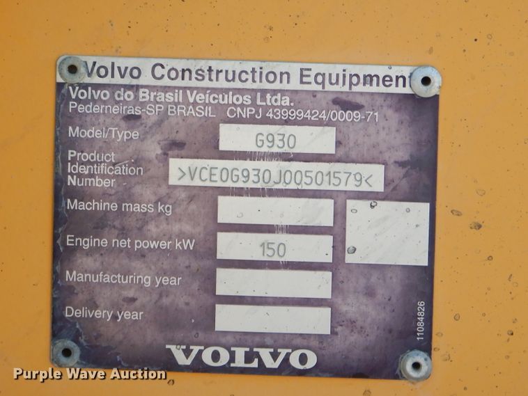 image for item GB9575 2010 Volvo G930 motor grader