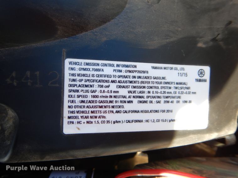 image for item GF9974 2016 Yamaha Kodiak ATV