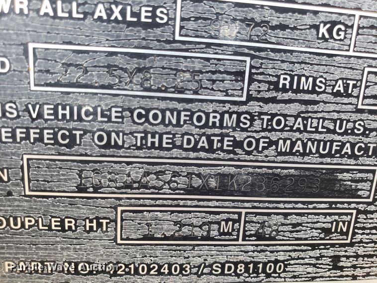 image for item GA9372 2001 Great Dane sprayer support trailer