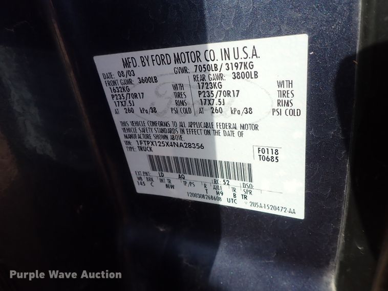 image for item DC3371 2004 Ford F150 SuperCab pickup truck