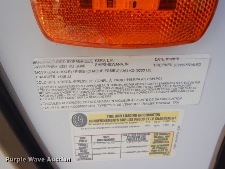 image for item DE1346 2015 KZRV Spree LX Superlite 320BS camper