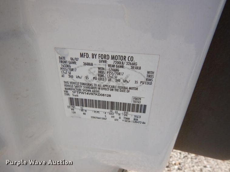 image for item DE4291 2007 Ford F150 XLT SuperCrew pickup truck