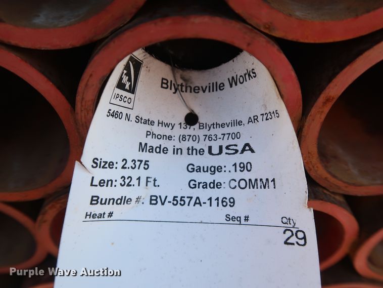 image for item DG7044 (280) TMK IPSCO Blythville Works 32'L x 2 3/8" diameter rolled tubing pipes