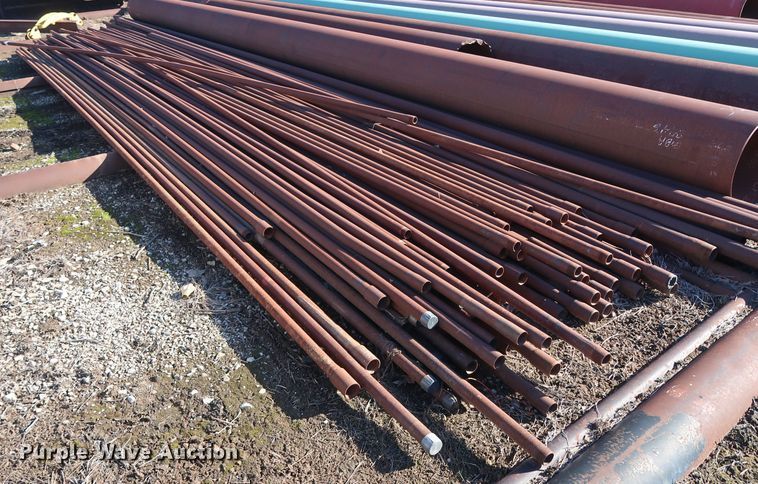 image for item DG7080 Approximately 75 31'L x 1.5" collared threaded oilfield tubing pipes