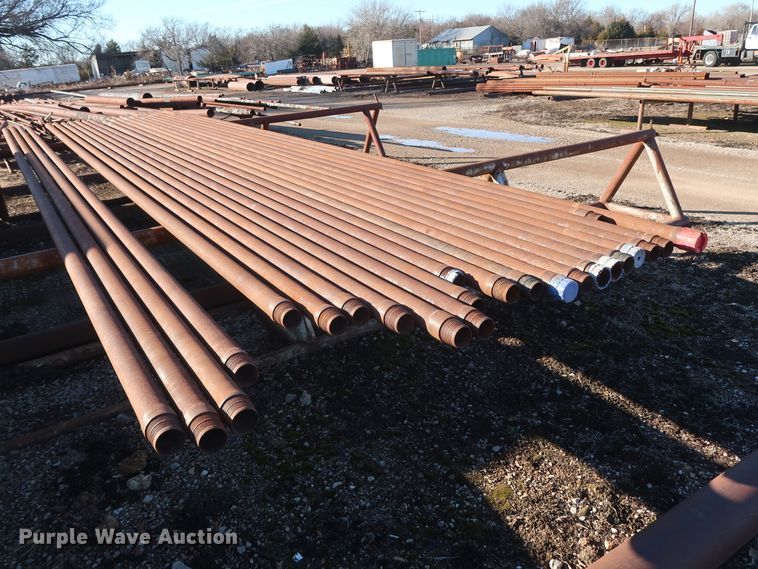 image for item DG7096 Approximately 53 31'L x 3.5" collared threaded oilfield tubing pipes